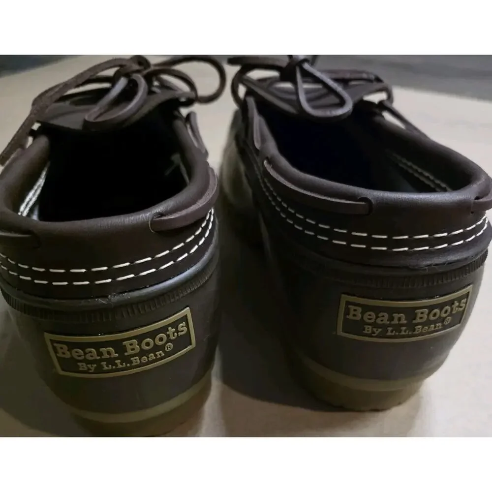 LL Bean Boots Chocolate Brown Low Top Rubber Moccasins Waterproof Boots Men 12M